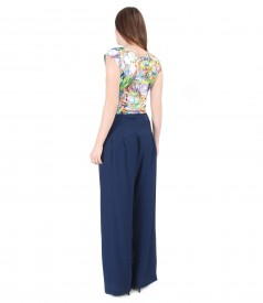 Printed jersey t-shirt with viscose large pants