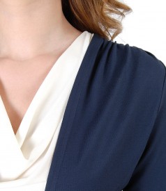 Dark blue jersey blouse tied with cord