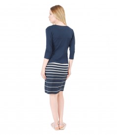 Printed with stripes jersey dress and blouse with waist belt