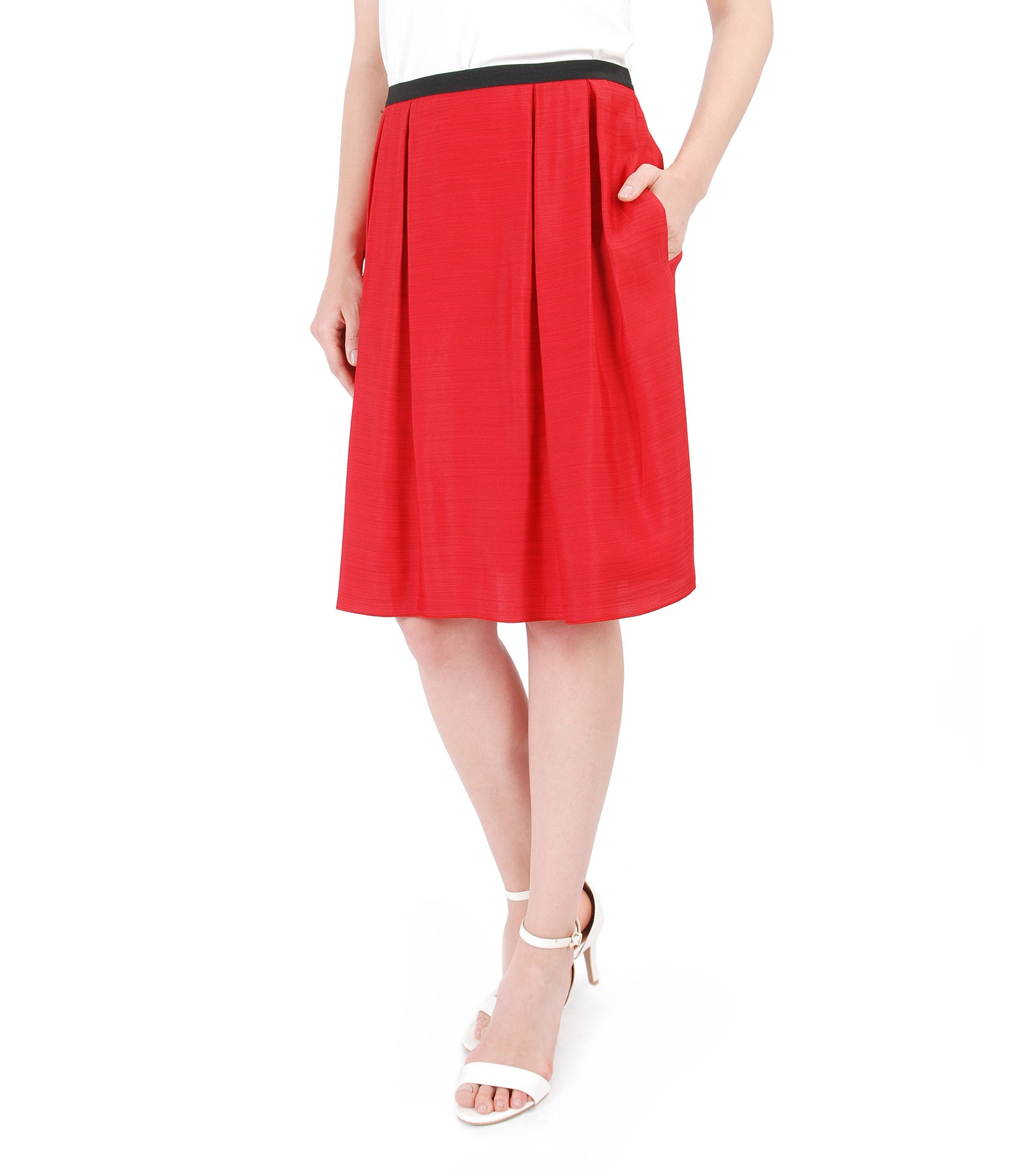 Viscose flaring skirt red YOKKO