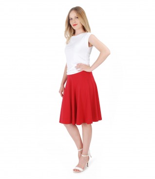 Uni jersey t-shirt with flaring viscose skirt