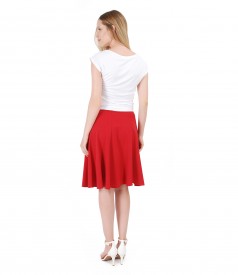 Uni jersey t-shirt with flaring viscose skirt