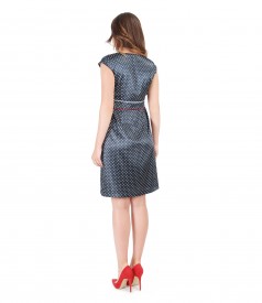Flaring satin dress printed with dots