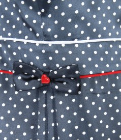 Flaring satin dress printed with dots