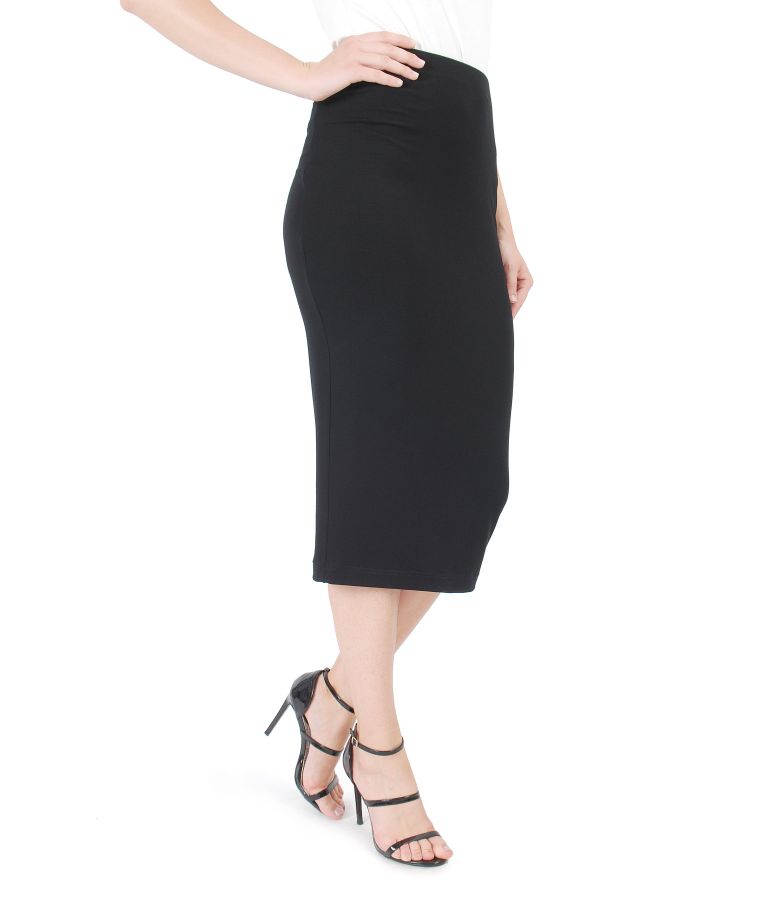 Elastic jersey pencil skirt