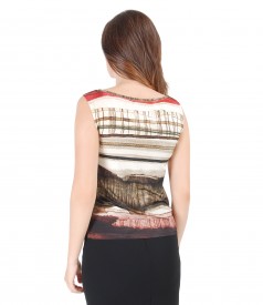 Printed jersey t-shirt with boat decolletage