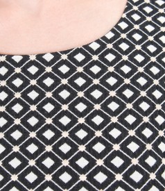 Elegant dress of elastic cotton brocade with metalic thread