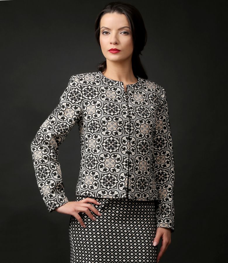 Brocade with cotton and effect thread elegant jacket