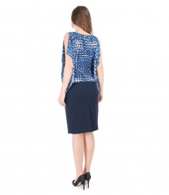 Butterfly printed jersey blouse with conic skirt