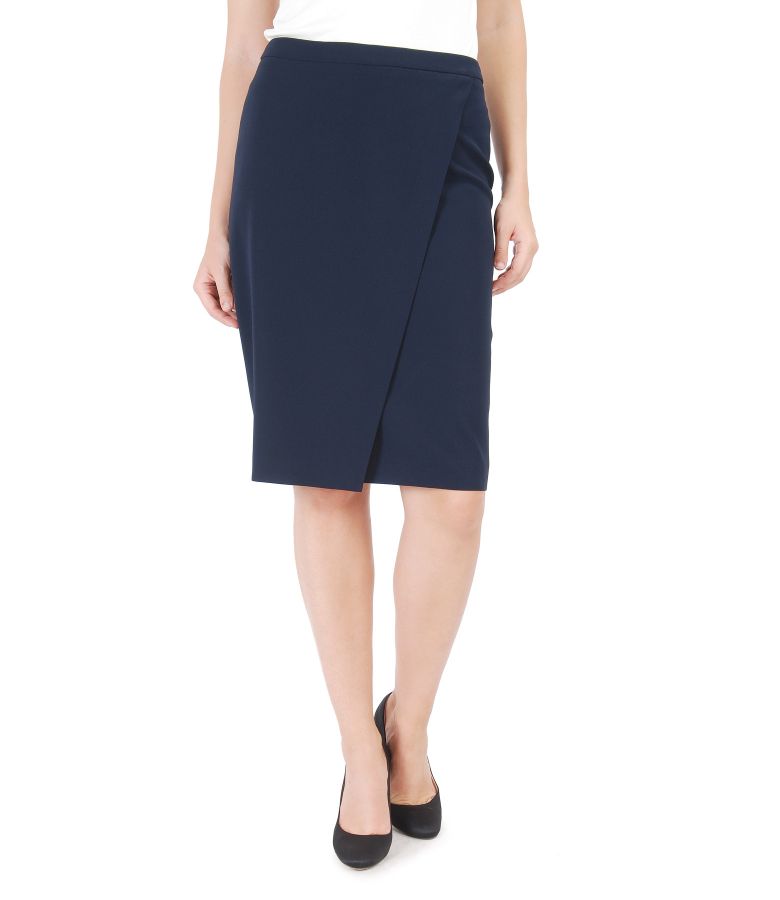 Elegant wrap skirt dark blue - YOKKO