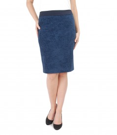 Office skirt with wool and cotton loops