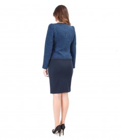 Office women suit with elastic loops jacket and pencil skirt
