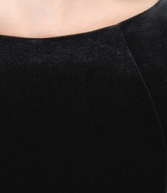 Black elastic velvet short evening dress