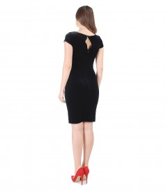 Black elastic velvet short evening dress