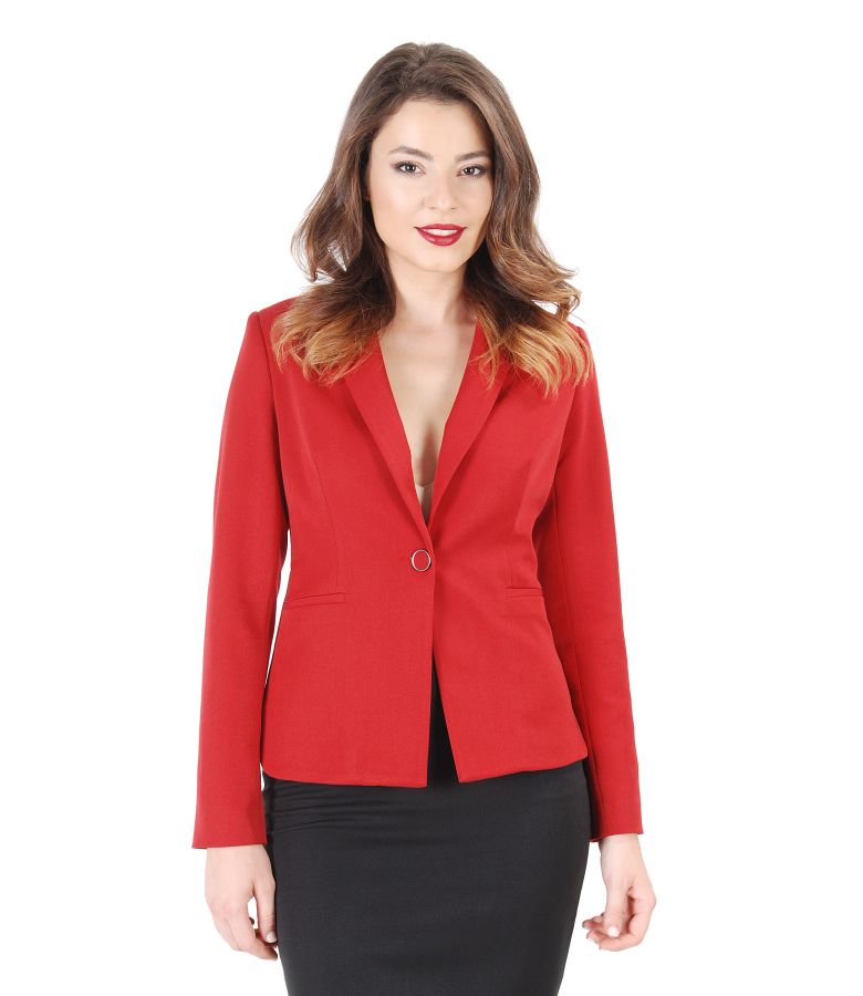 Office jacket with side zippers raspberry red YOKKO