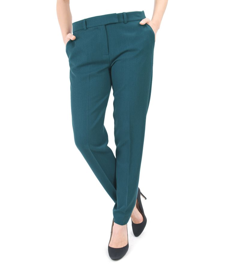 Elastic fabric pants pine green YOKKO