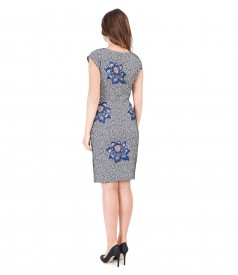 Elastic fabric dress with floral motifs