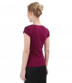 Elastic jersey blouse with folds