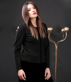 Thick elastic jersey jacket with dots