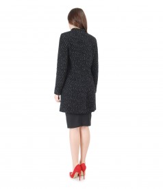 Alpaca wool jacket with elastic office skirt
