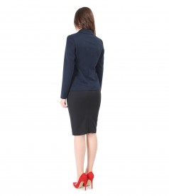 Office suit with jacket and elastic fabric skirt