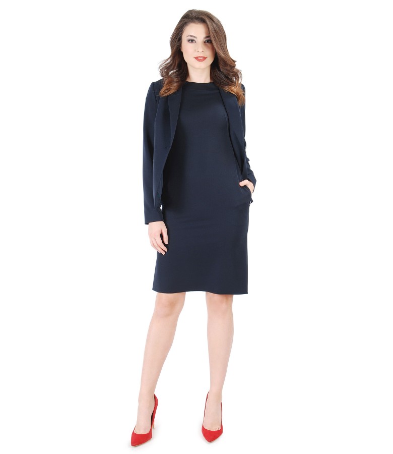 Office outfit with elastic fabric dress