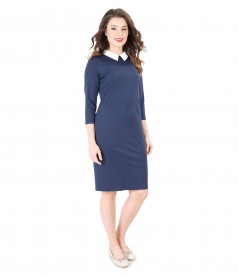 Elastic knitwear dress with white collar