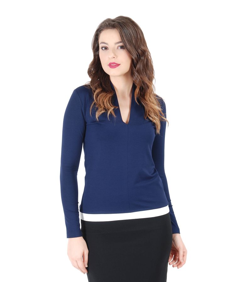Elastic jersey blouse with deep decolletage