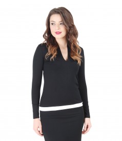 Elastic jersey blouse with deep decolletage