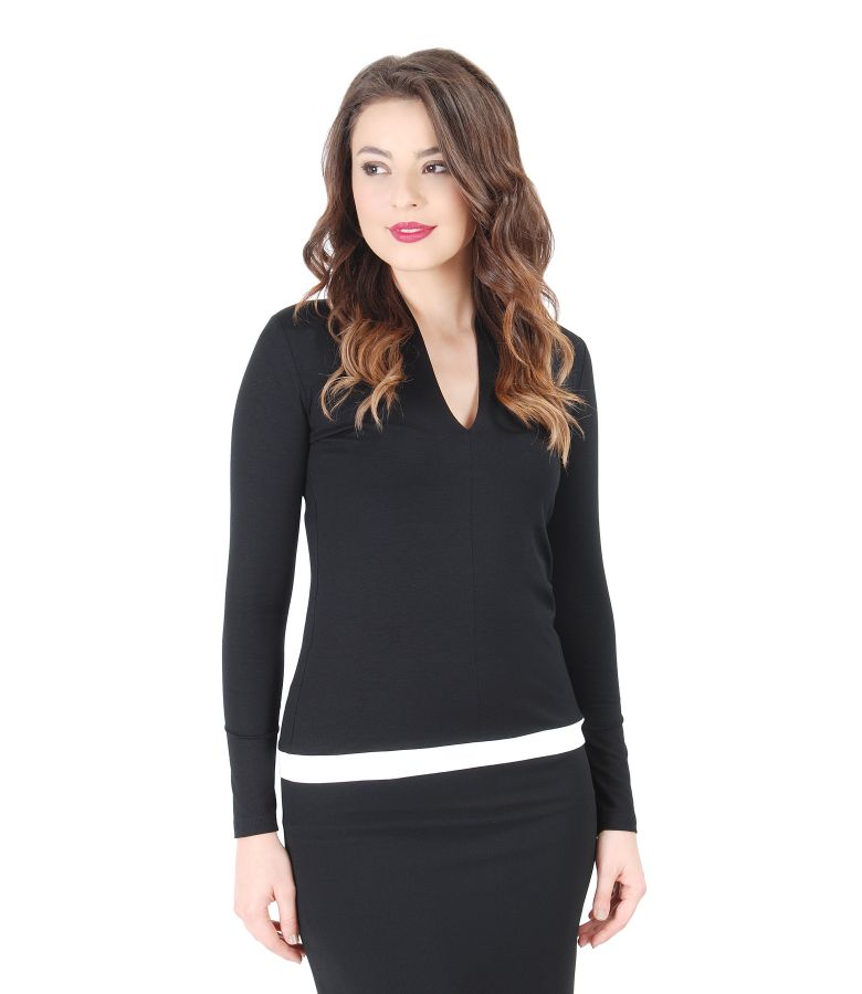 Elastic jersey blouse with deep decolletage