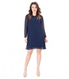 Short veil evening dress doubled with elastic jersey