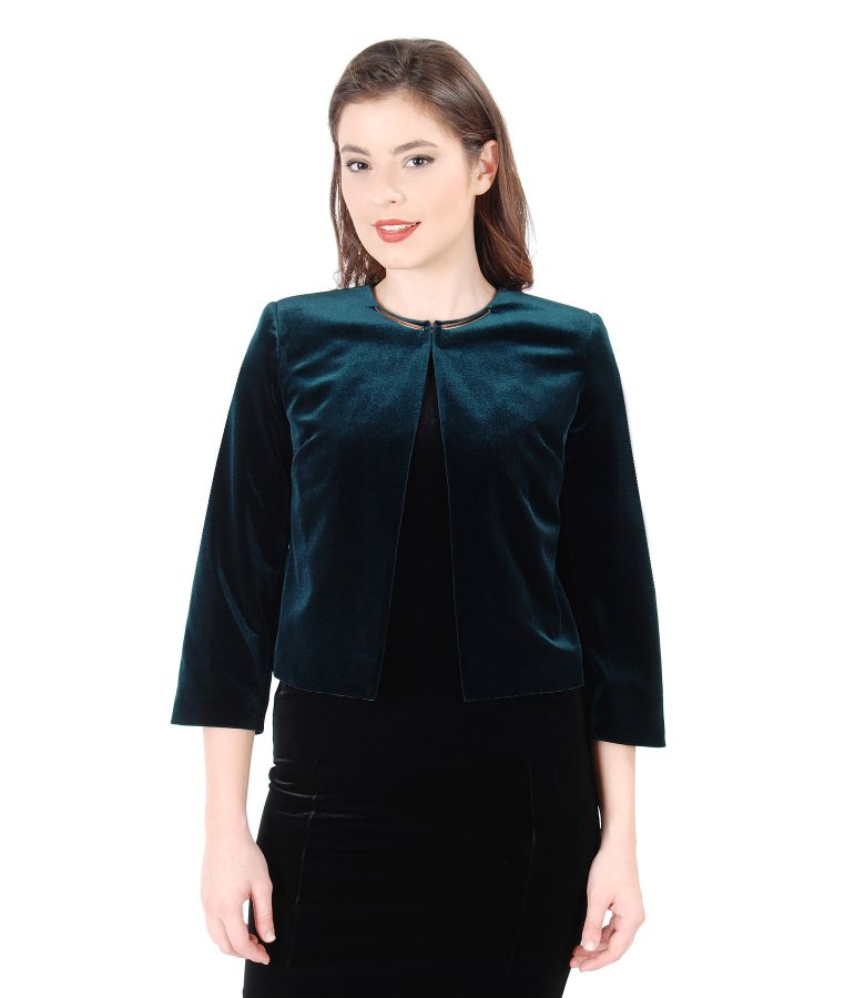 Green stretch velvet bolero