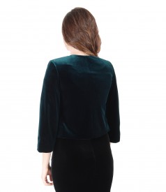 Green stretch velvet bolero