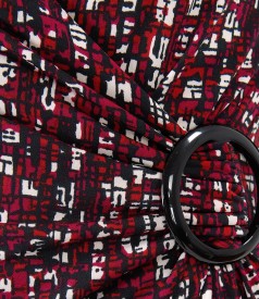 Elastic jersey dress printed with geometric motifs