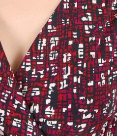 Elastic jersey dress printed with geometric motifs