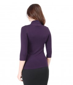 Jersey blouse with deep neckline