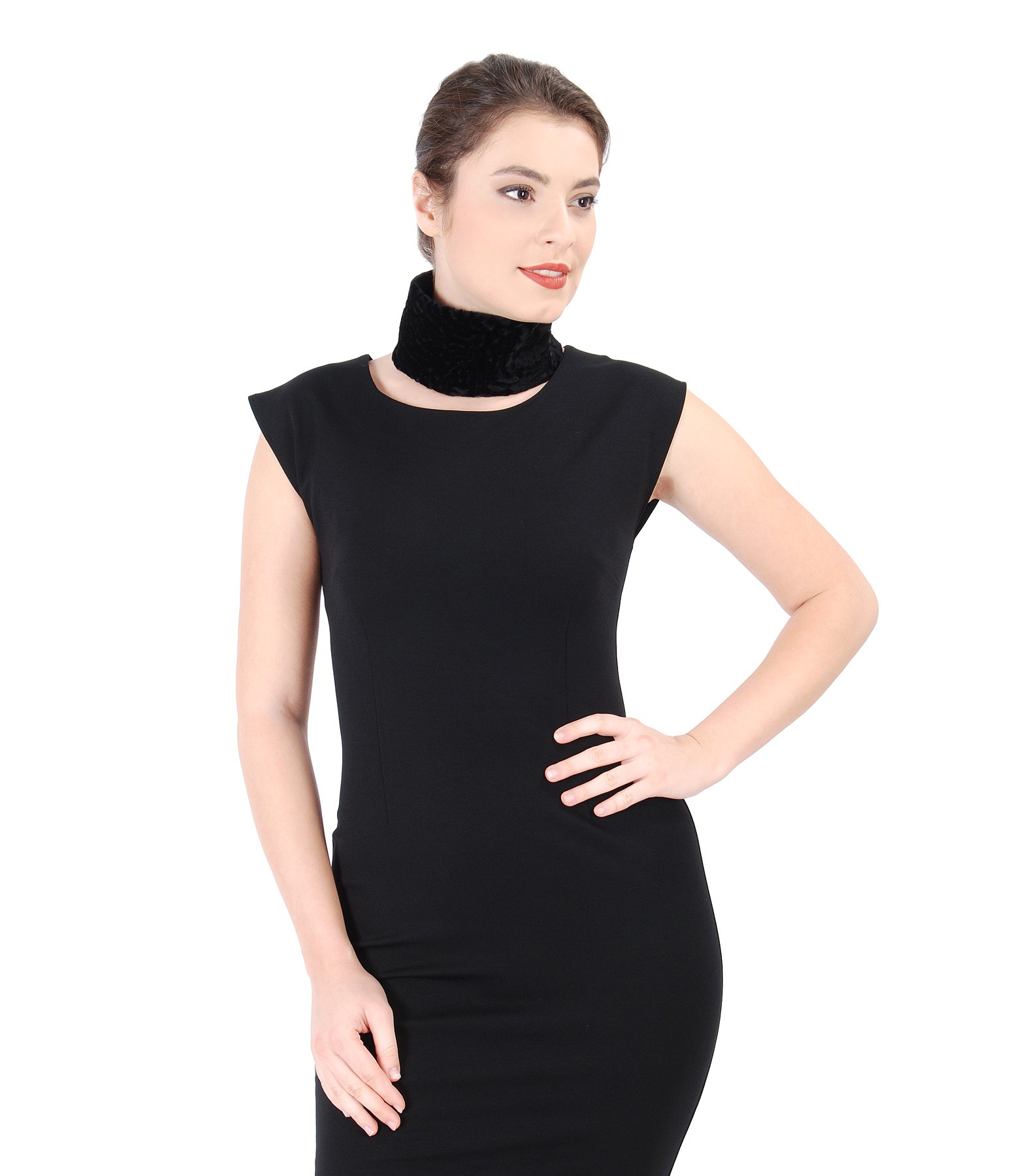 Textured velvet collar black YOKKO
