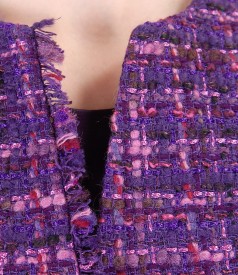 Jacket with multicolor cotton and wool loops