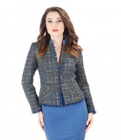 Jacket with multicolor cotton and virgin wool loops