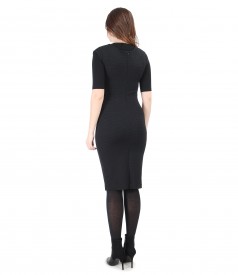Black dress with lace corner and elastic jersey blouse