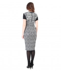 Brocade dress with gold effect thread and elastic jersey blouse