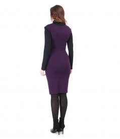 Elastic jersey dress with black blouse