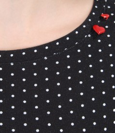 Printed elastic jersey t-shirt with printed dots