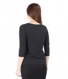 Printed elastic jersey t-shirt with printed dots