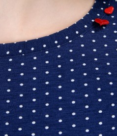 Printed elastic jersey t-shirt with printed dots