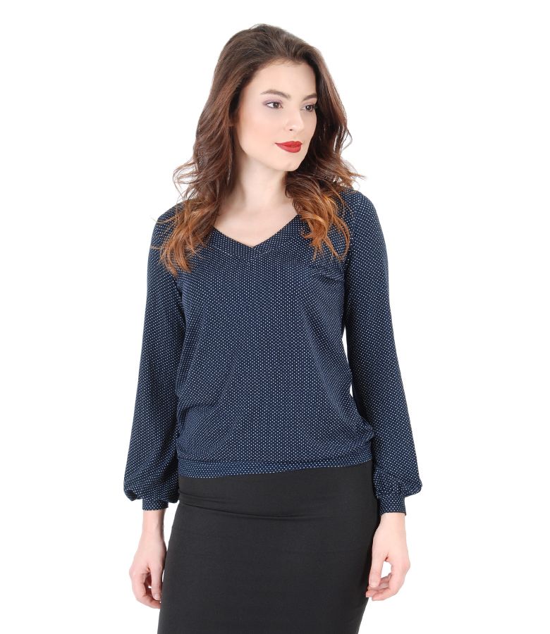 Printed elastic jersey blouse with lace corner print YOKKO