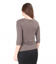 Printed elastic jersey t-shirt with printed dots