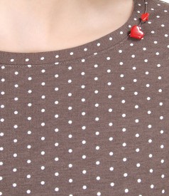 Printed elastic jersey t-shirt with printed dots