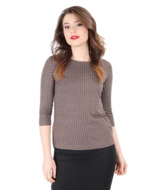 Printed elastic jersey t-shirt with printed dots