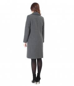 Jacket with lapel and side pockets and conical skirt